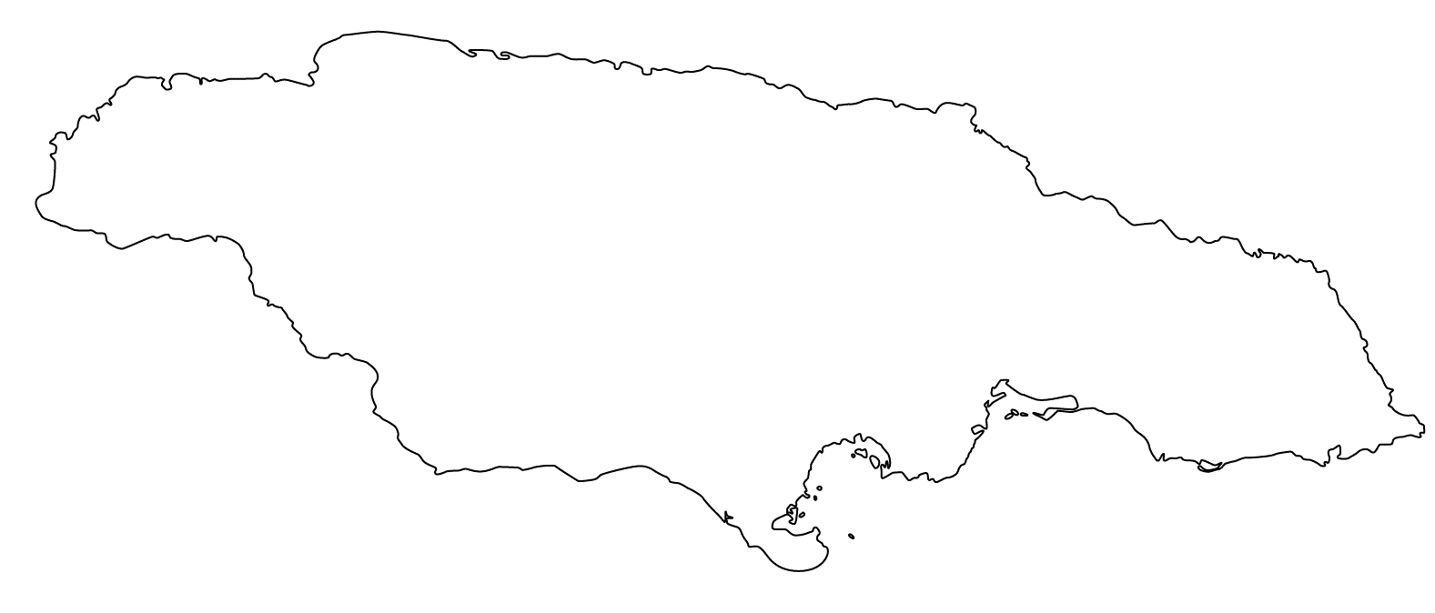 A Blank Map of Jamaica - Aka An Outline Map Of Jamaica